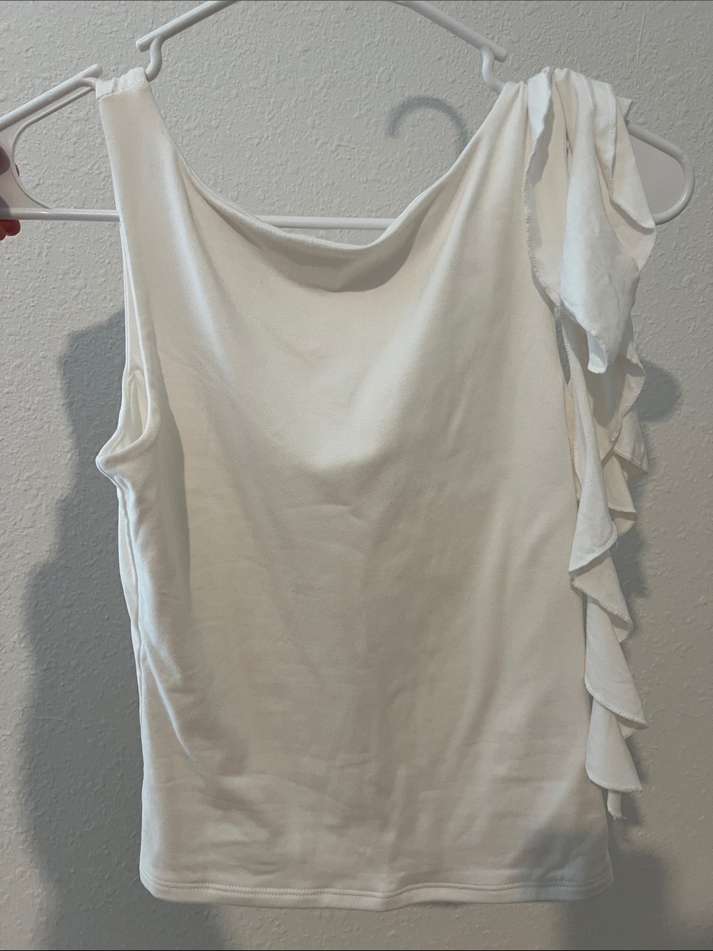White One-Shoulder Ruffle Tie Camisole